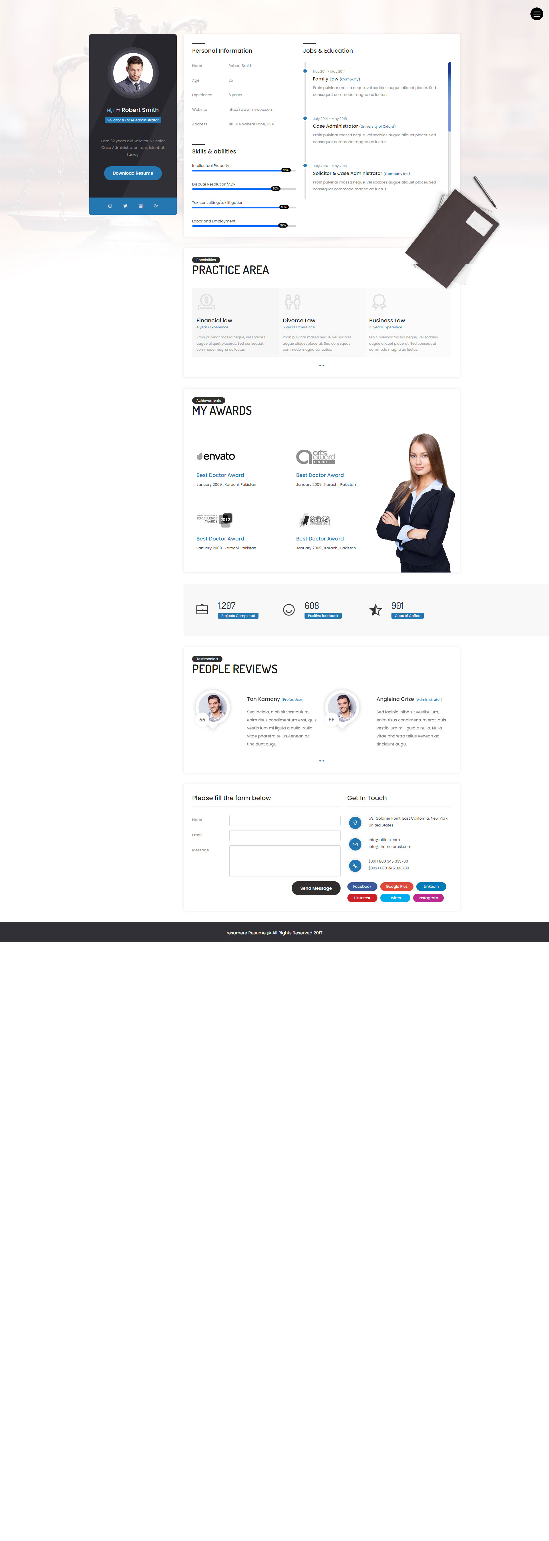 Resumere - Lawyer Resume and Portfolio HTML Template